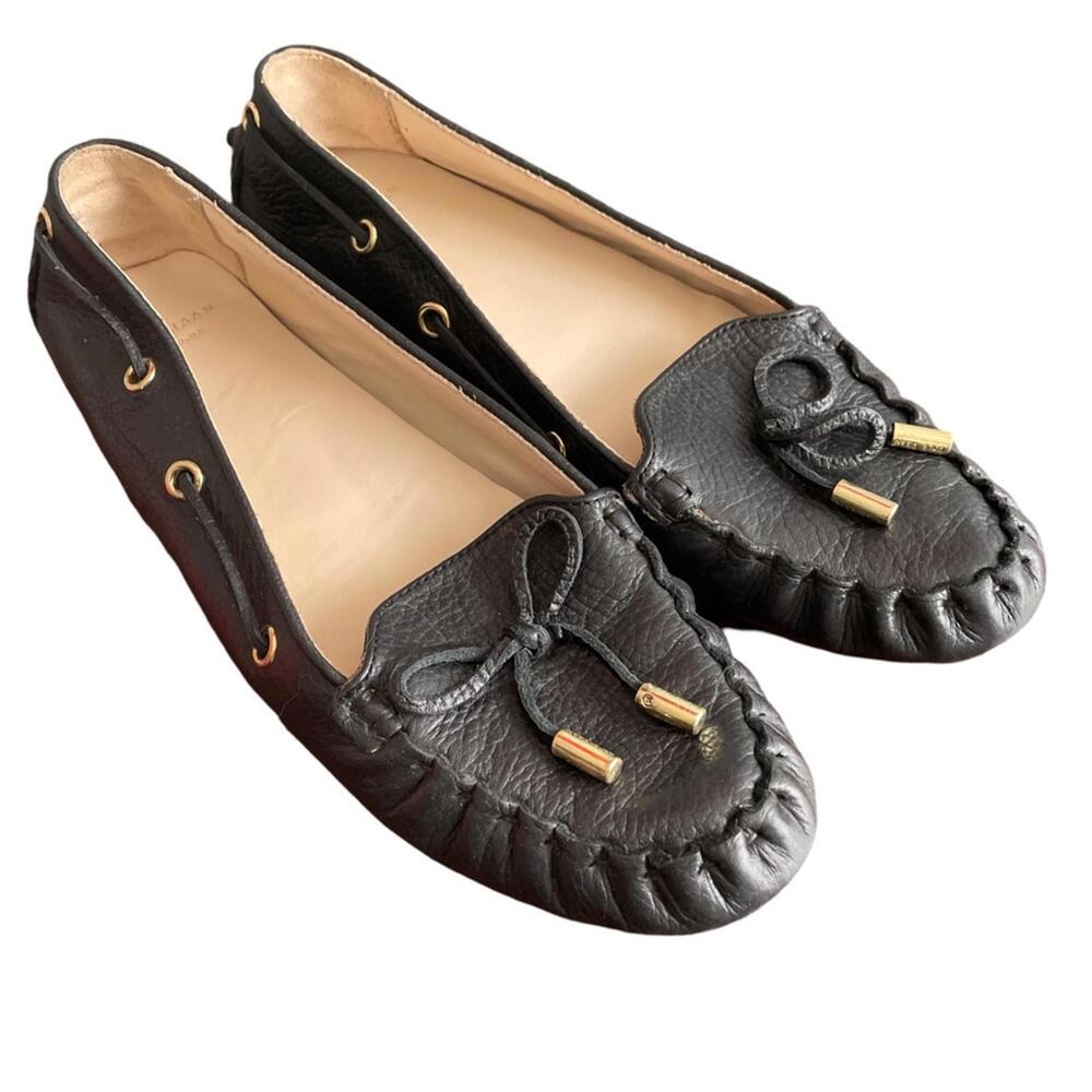 Cole Haan Navy Leather Loafers Gold Hardware Size 7.5